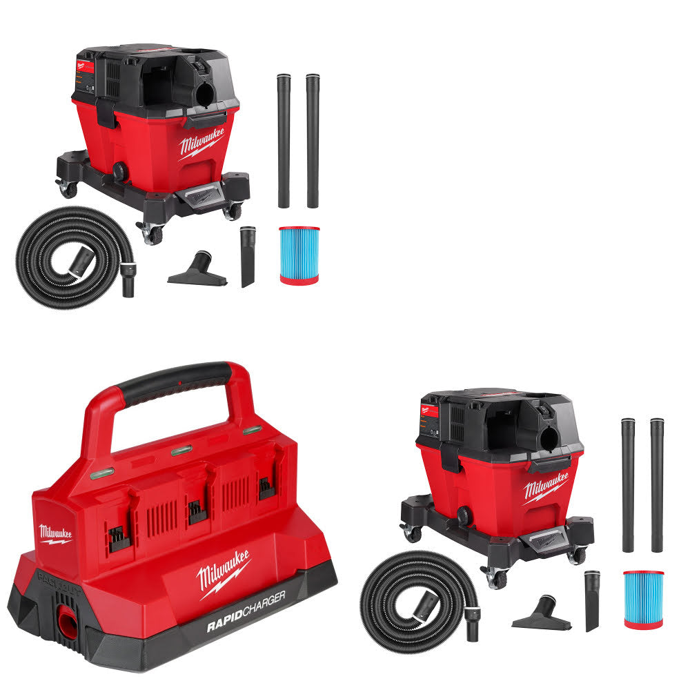 Milwaukee 0910-20 M18 FUEL Wet/Dry Vacuum, 2 Pack Kit W/ 48-59-1809 Charger