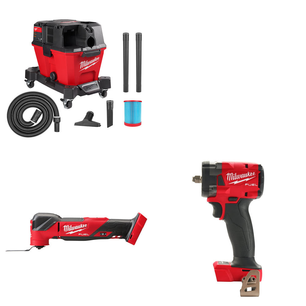 Milwaukee 0910-20 Wet/Dry Vac Kit W/ 2836-20 Multi-Tool and 2854-20 Impact Wrench