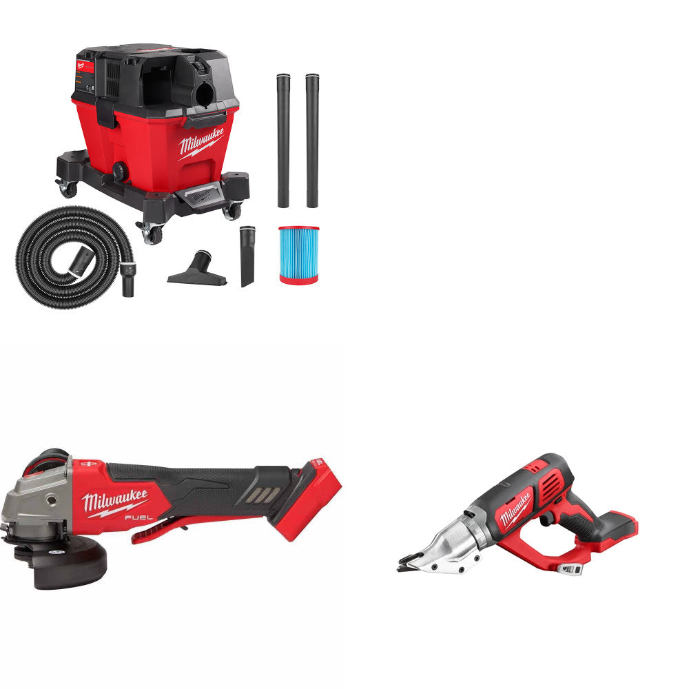Milwaukee 0910-20 Wet/Dry Vac Kit W/ 2888-20 Grinder and 2635-20 Shear