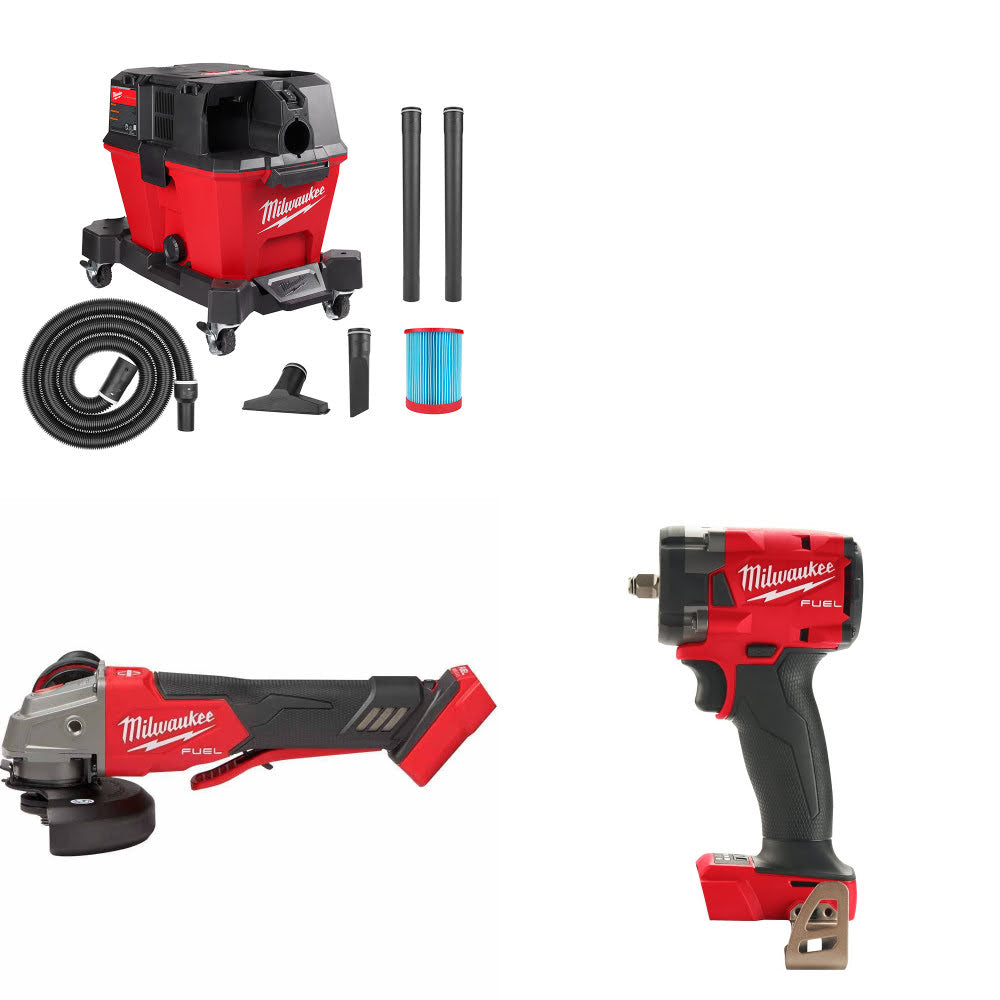 Milwaukee 0910-20 Wet/Dry Vac Kit W/ 2888-20 Grinder and 2854-20 Impact Wrench