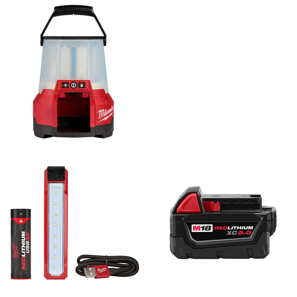 Milwaukee 2145-20 M18 LED Site Light W/ FREE 2112-21 Flood Light & Battery Pack