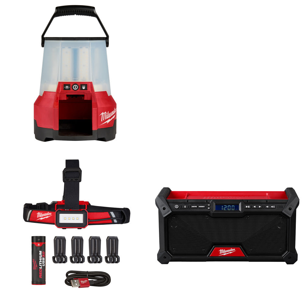Milwaukee 2145-20 M18 LED Site Light W/ FREE 2115-21 Headlamp & Radio, Bare