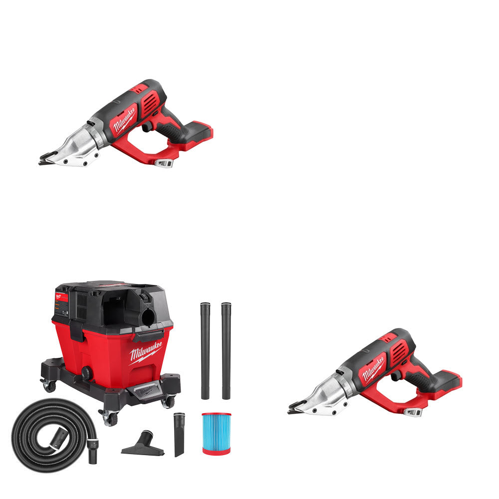 Milwaukee 2635-20 Double Cut Shear, 2 Pack Kit W/ 0910-20 Wet/Dry Vac