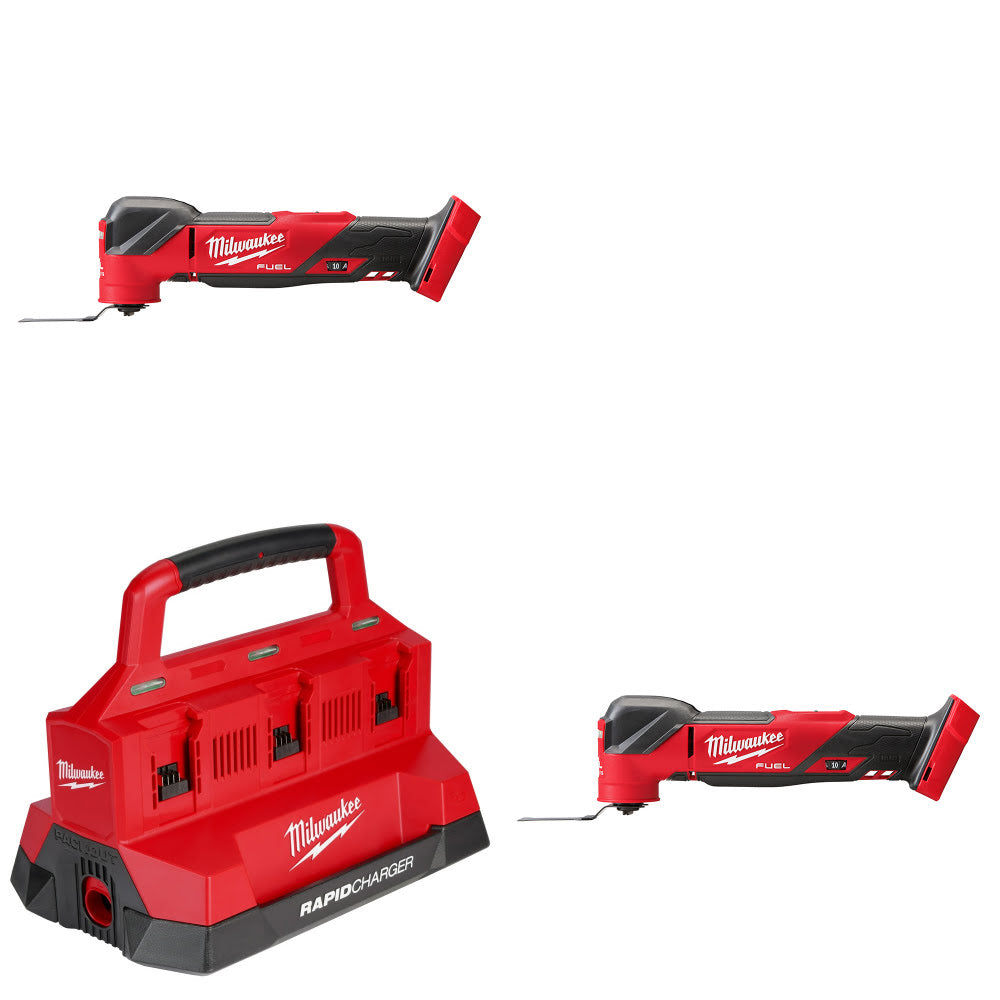 Milwaukee 2836-20 Multi-Tool, 2 Pack Kit W/ 48-59-1809 Six Bay Charger