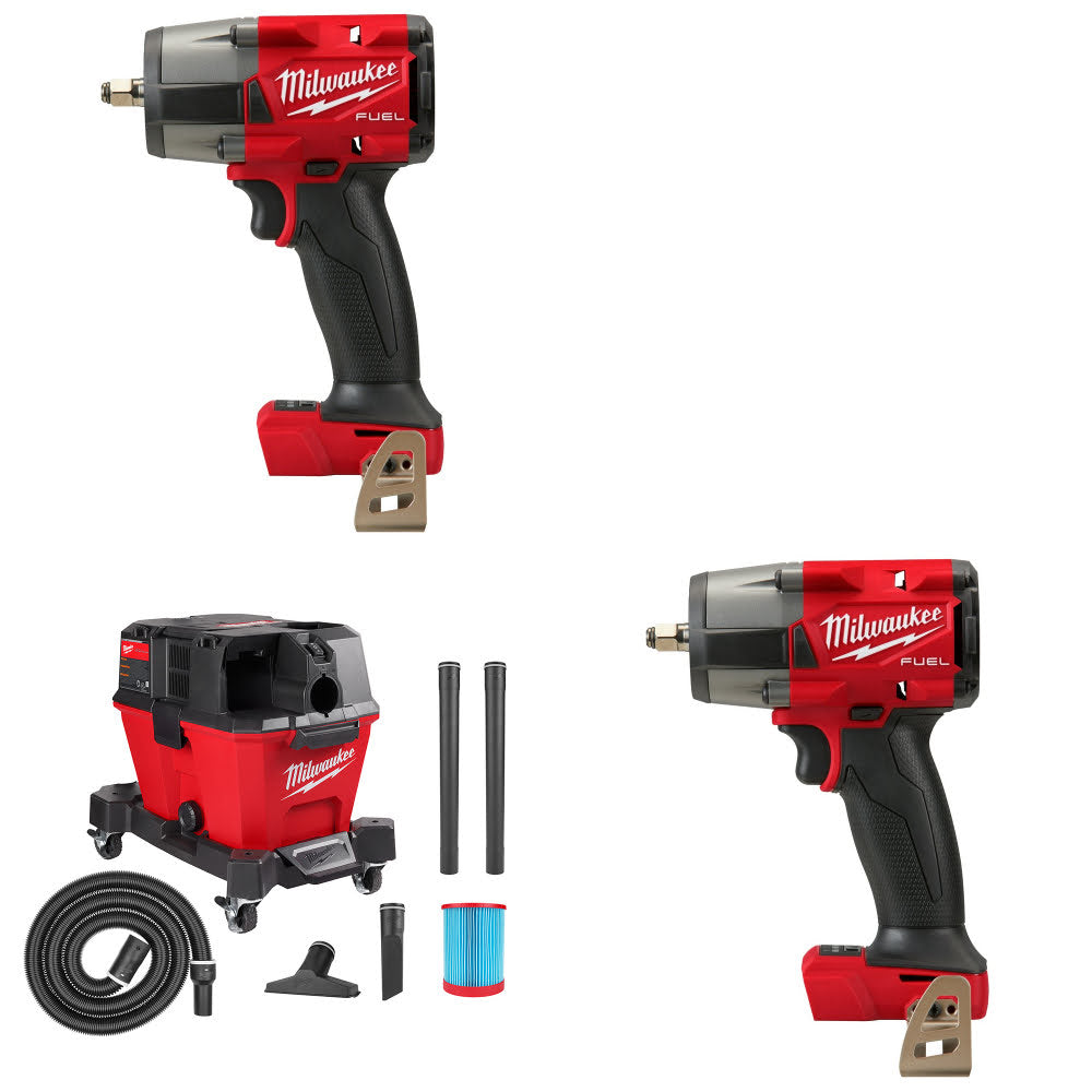 Milwaukee 2960-20 Impact Wrench, 2 Pack Kit W/ 0910-20 Wet/Dry Vacuum