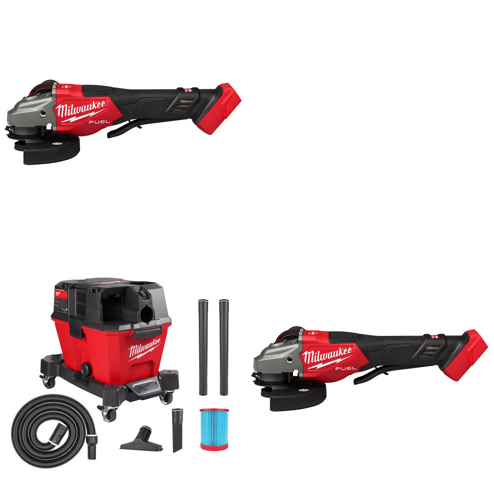 Milwaukee 3670-20 Grinder, 2 Pack Kit W/ 0910-20 Wet/Dry Vacuum