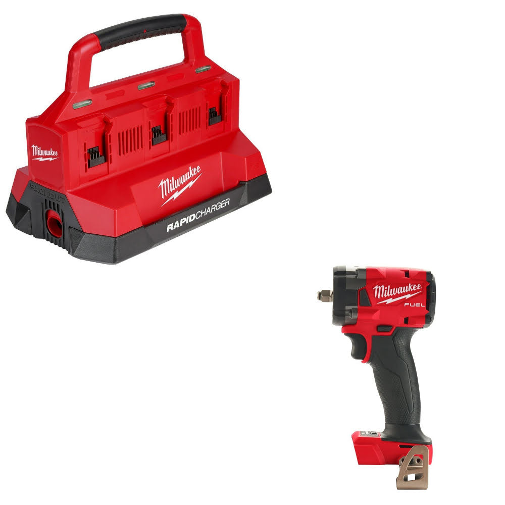 Milwaukee M18 PACKOUT Six Bay Charger Kit W/ 3/8" Impact Wrench