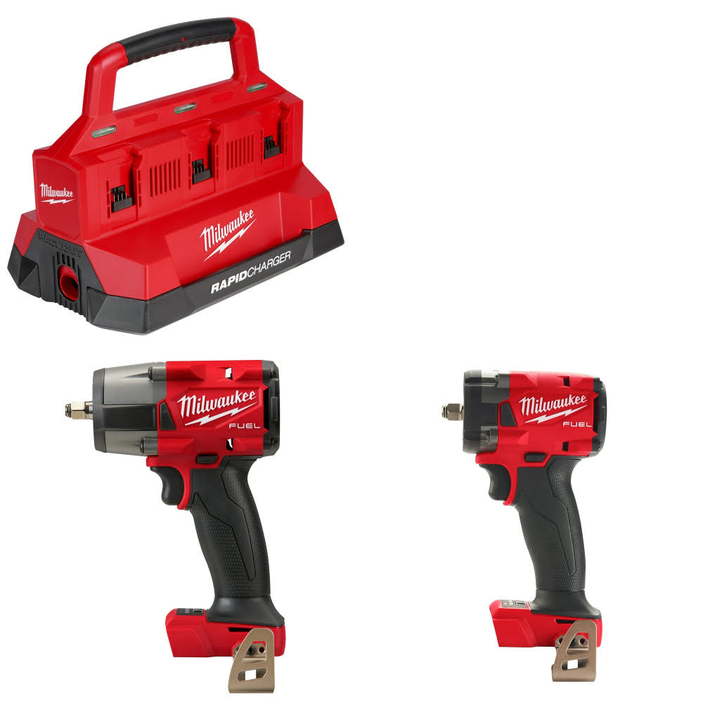 Milwaukee M18 PACKOUT Six Bay Charger Kit W/ 2960-20 and 2854-20 Impact Wrenches