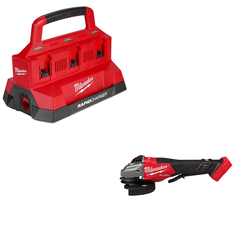 Milwaukee M18 PACKOUT Six Bay Charger Kit W/ 3670-20 Braking Grinder