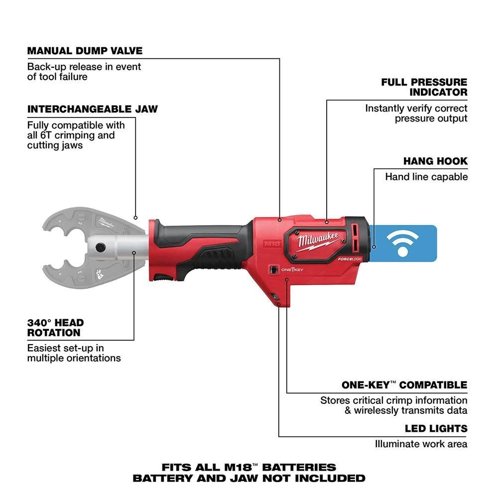 Milwaukee 2678-20 M18 FORCE LOGIC 6T Utility Crimper - 2