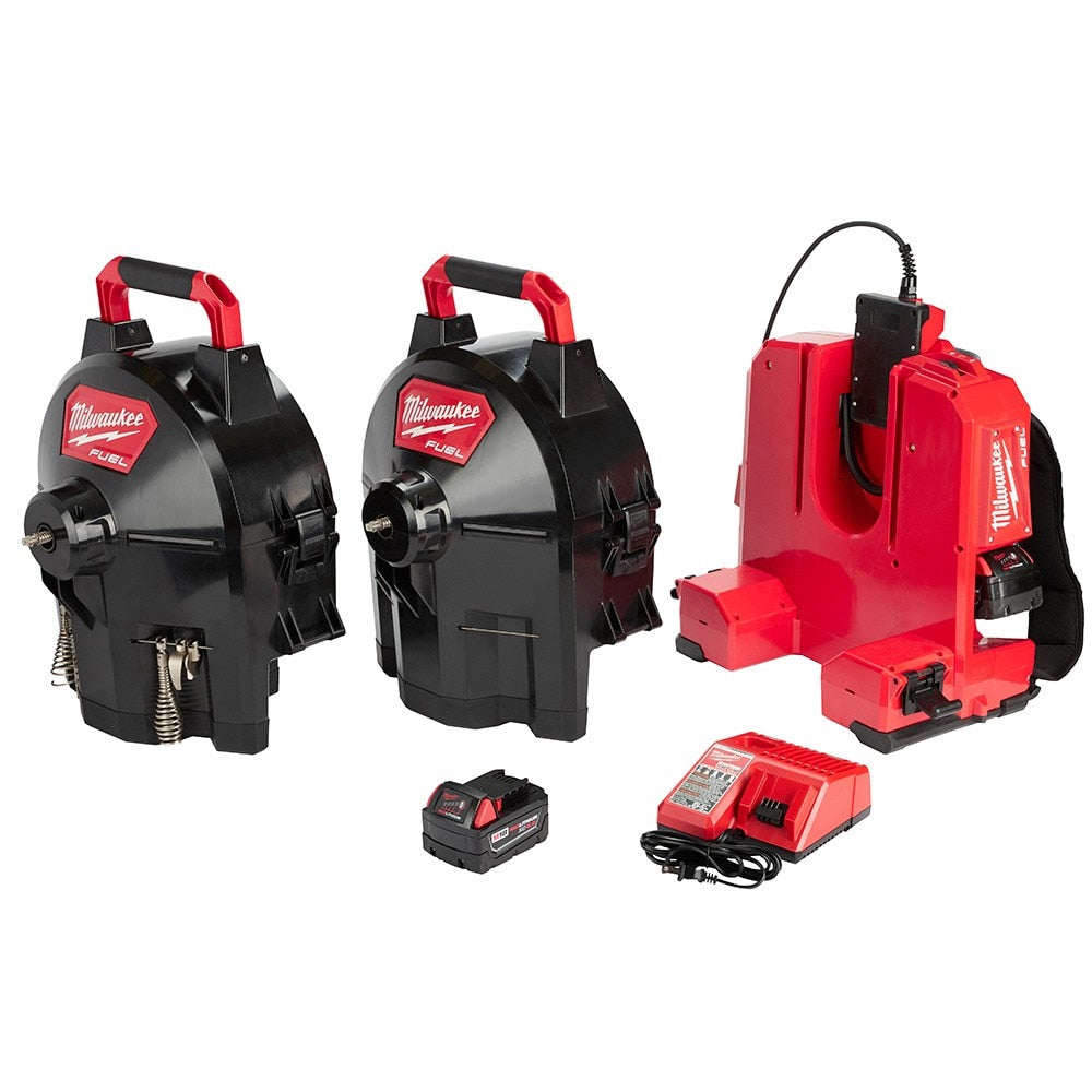 Milwaukee 2775C-222 M18 Fuel Switch Pack Sectional Drum System Drain Cleaner Kit-C
