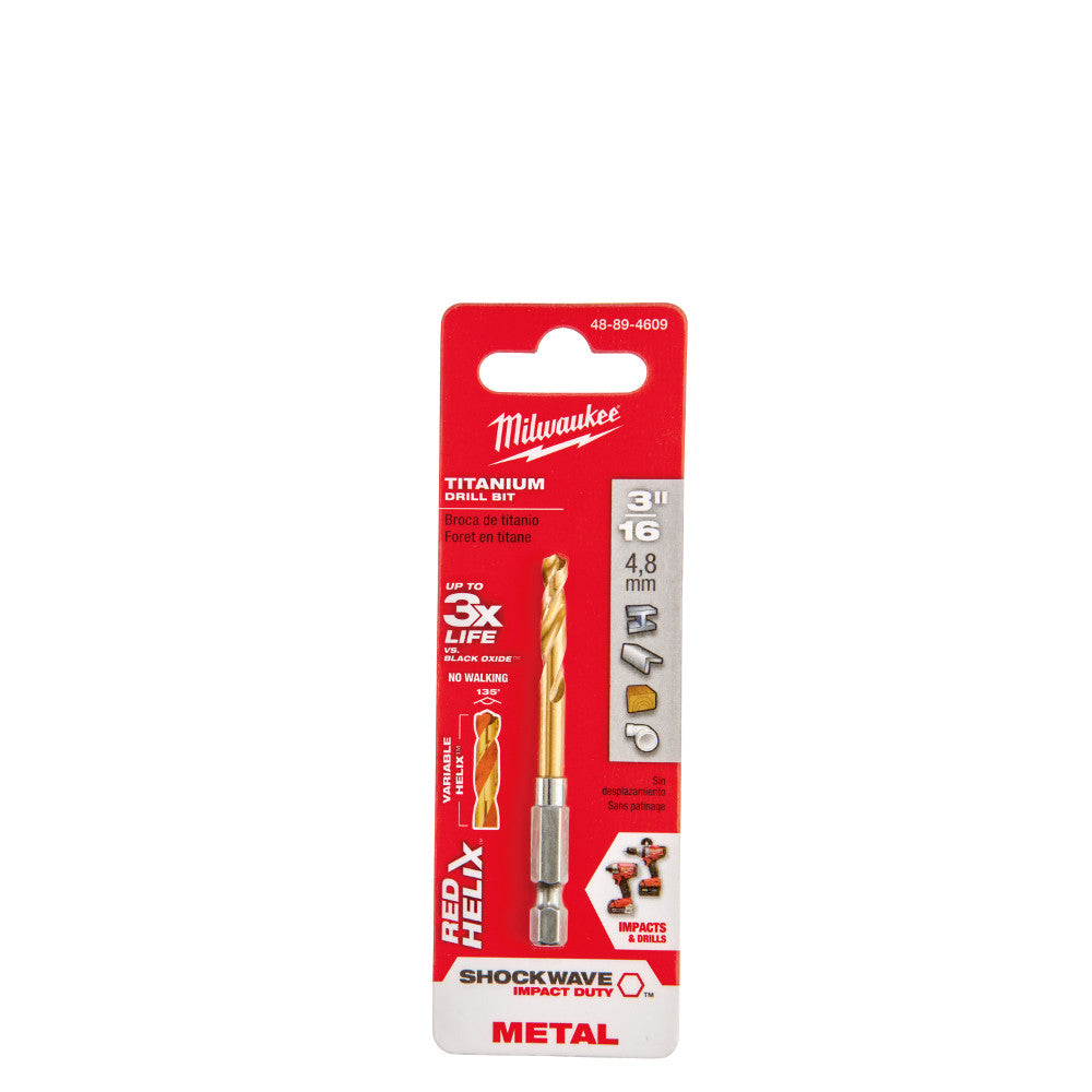 Milwaukee 48-89-4609 3/16" Titanium Shockwave Drill Bit - 2