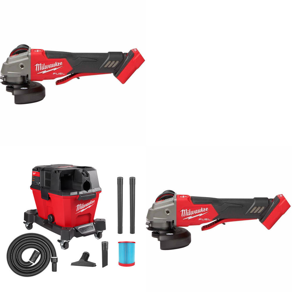 Milwaukee 2888-20 Grinder, 2 Pack Kit W/ 0910-20 6 Gal Wet/Dry Vacuum