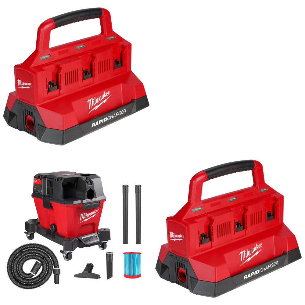 Milwaukee M18 PACKOUT Charger, 2 Pack Kit W/ 6 Gal Wet/Dry Vacuum