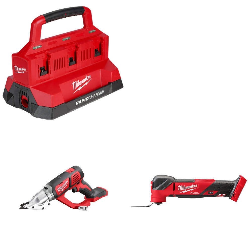 Milwaukee M18 PACKOUT Six Bay Charger Kit W/ 2635-20 Shear and 2836-20 Multi-Tool