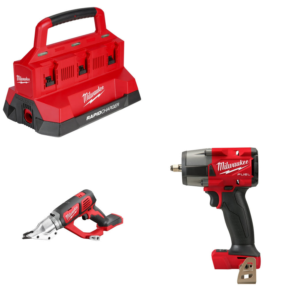 Milwaukee M18 PACKOUT Six Bay Charger Kit W/ 2635-20 Shear and 2960-20 Wrench