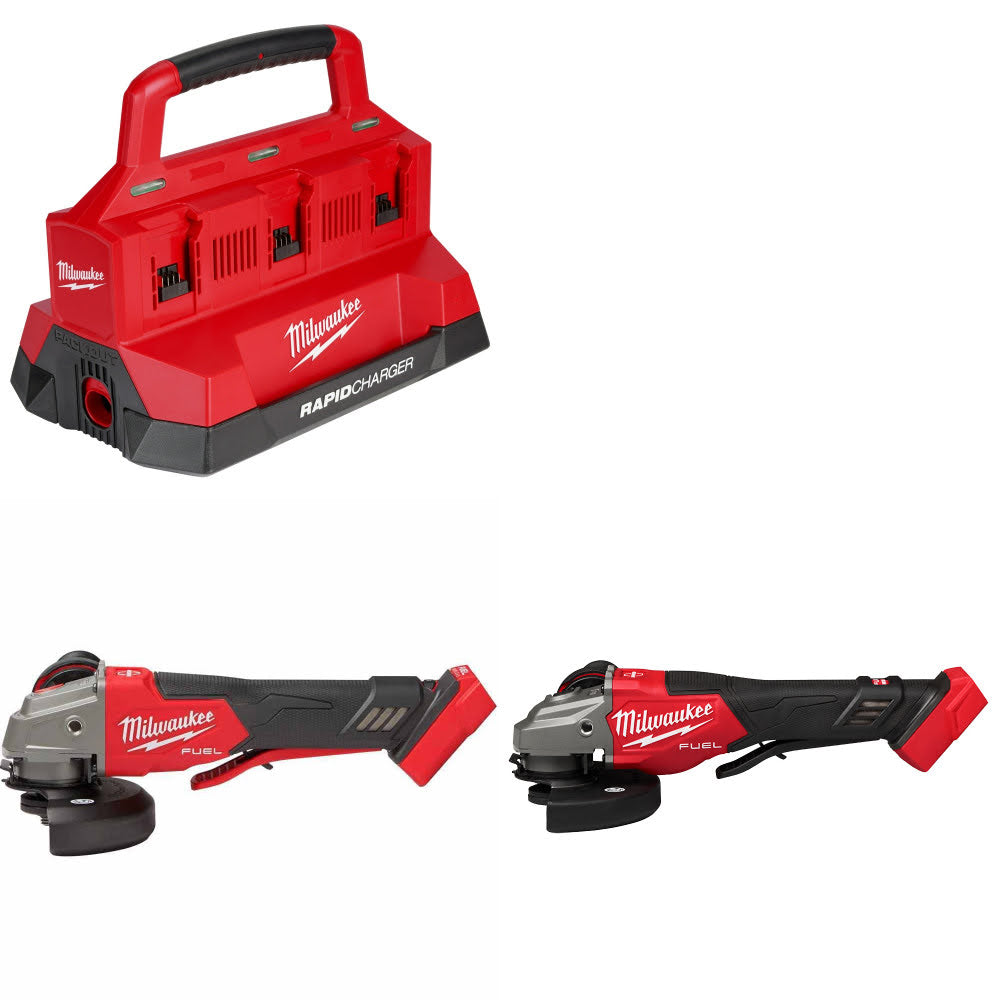 Milwaukee M18 PACKOUT Six Bay Charger Kit W/ 2888-20 and 3670-20 Grinders