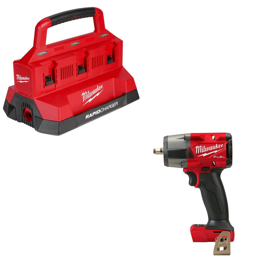 Milwaukee 48-59-1809 Six Bay Charger Kit W/ 2960-20 3/8" Impact Wrench