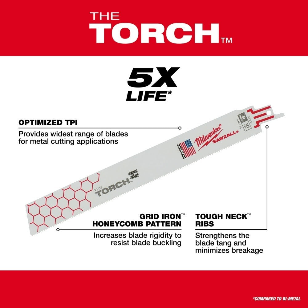 Milwaukee 48-01-7787 Sawzall Blade 14 TPI 9" Torch - Bulk (100 Pack) - 5