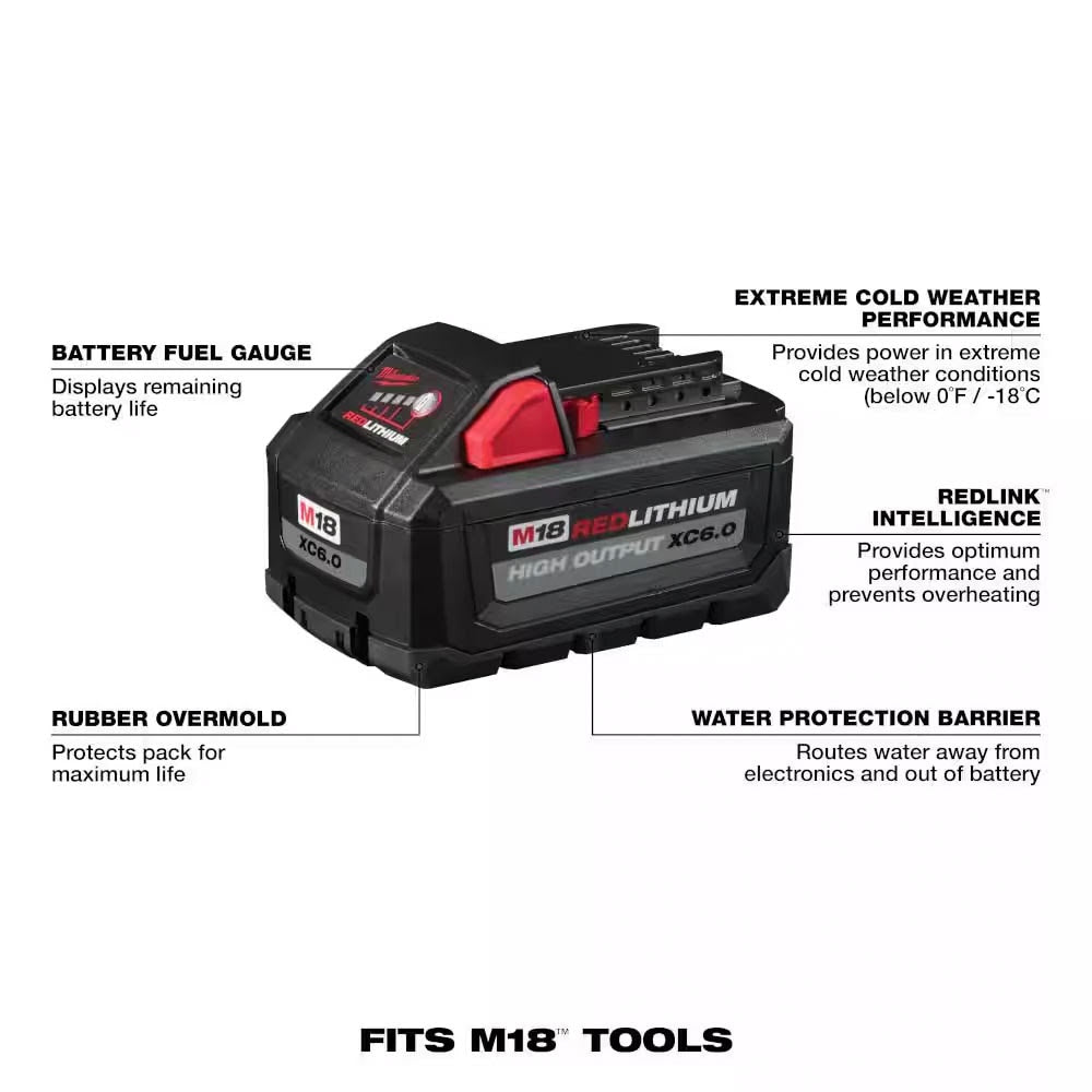 Milwaukee 48-11-1856 M18 18-Volt Lithium-Ion (1) High Output 6.0Ah Battery and (2) 5.0Ah Battery (3-Pack) - 2